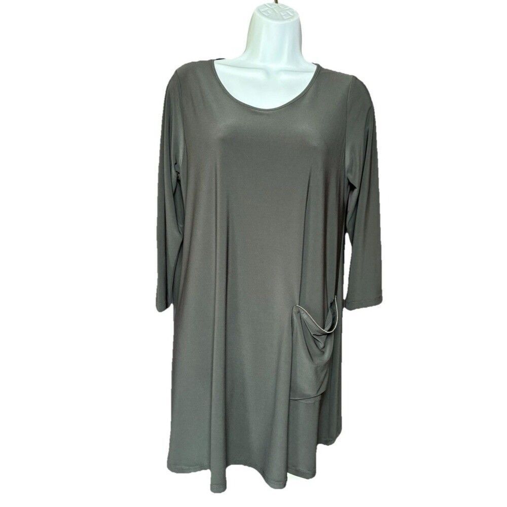 Sun Kim Pullover Tunic Top Women’s Size Small Gray Minimalist Lagenlook - Picture 2 of 9